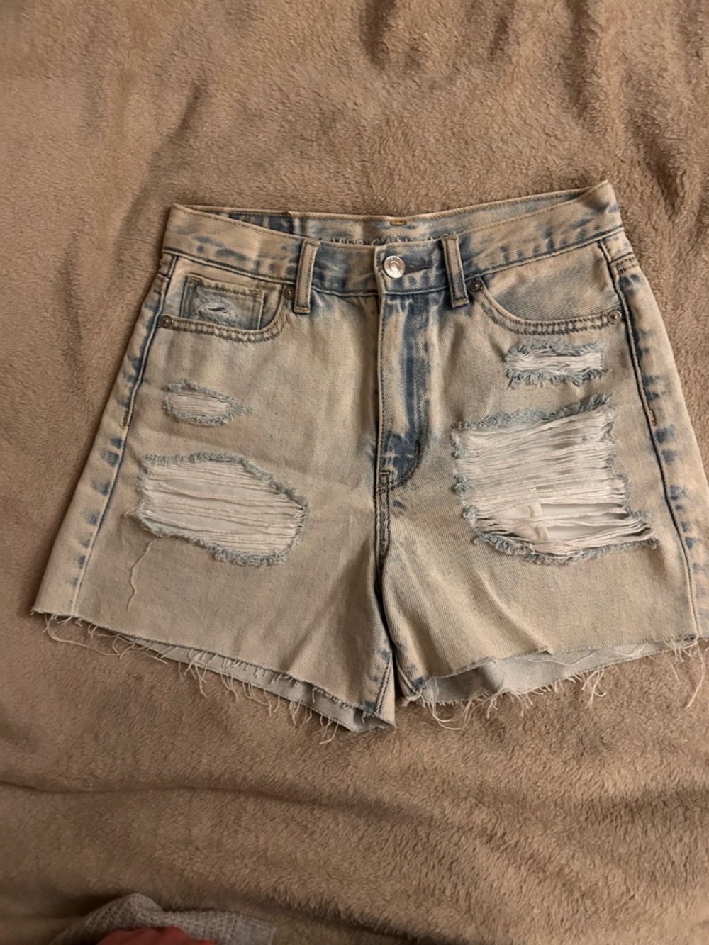 American Eagle Outfitters Light Blue Distressed Denim Shorts